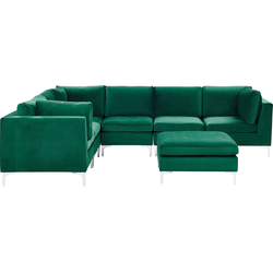 Beliani EVJA - Modulaire Sofa-Groen-Fluweel