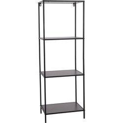 Staand Metalen Wandrek met 4 Planken 30x45x130 cm - Zwart