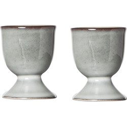 Cosy & Trendy Eierdopje - 2x - aardewerk - grijs/blauw - 5 cm - Eierdopjes
