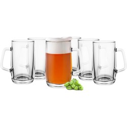 Glasmark Bierglazen - Bierpullen - transparant glas - 6x stuks - 500 ml - Oktoberfest - Bierglazen