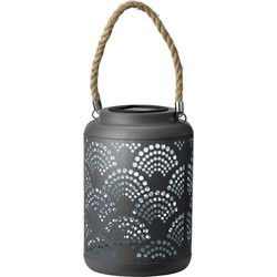 Lumineo Tuin lantaarn - solar - antraciet grijs - D15 x H23 cm - metaal - buitenverlichting - Lantaarns