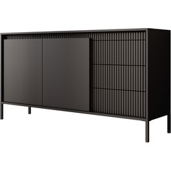 Meubella Dressoir Saran - Mat zwart - 153 cm