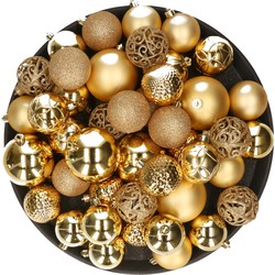 Kerstversiering kunststof kerstballen goud 6-8-10 cm pakket van 36x stuks - Kerstbal