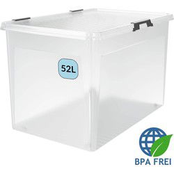 Opbergdoos Transparant met wieltjes 60x40x35cm - 52L