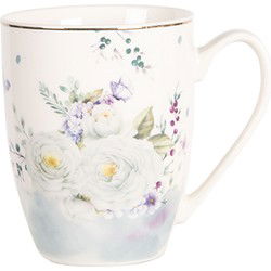 Clayre & Eef Mok Wit Blauw Porselein Bloemen