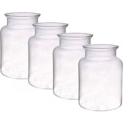 Glazen ronde bloemenvaas - 4x - H25 x D19 cm - Transparant - Boeket - Vazen