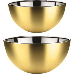 Svenska Living Salade/serveer schalen - goud - RVS - 29 en 23 cm - keuken accessoires - Serveerschalen