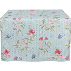 Clayre & Eef Tafelloper Blauw Groen Katoen Bloemen