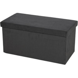 Hocker bank - poef XXL - opbergbox - donkergrijs - polyester/mdf - 76 x 38 x 38 cm - Poefs