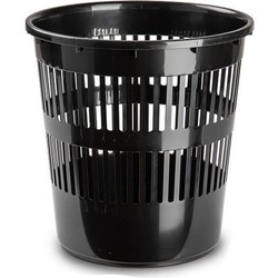 Plasticforte Afvalbak/vuilnisbak/kantoor prullenbak - plastic - zwart - 28 cm - Prullenmanden