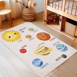 Tapijtenloods Play Kids - Vloerkleed Kinderkamer -  Universe - Laagpolig Speelkleed -  Multi- 80x120 CM