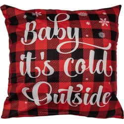 Clayre & Eef Kussenhoes 45x45 cm Rood Synthetisch Vierkant Winter COLD OUTSIDE