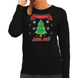 Bellatio Decorations foute Kersttrui/sweater dames - ik vind er geen bal aan - zwart - kerstfeest S - kerst truien