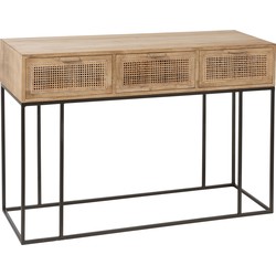 J-line - Console 3laden Geweven Riet Mangohout Naturel - 120x42x80cm