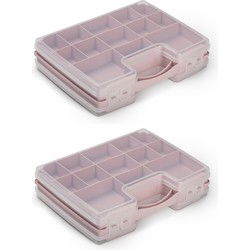 2x stuks plasticforte opbergdoos - 21-vaks - kunststof - 28x21cm - Opbergbox