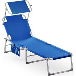 Ligbed Ibiza Blauw 190x59x29cm Alu Zonnescherm