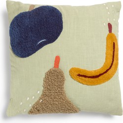 Kave Home - Amarantha 100% katoenen kussenhoes met meerkleurige fruitprint in groen, 45 x 45 cm