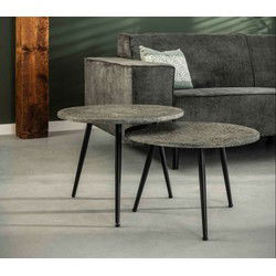 Salontafel Set van 2 - Rond - Metallic Grijs - Giga Meubel