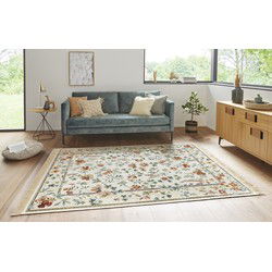 Klassiek Vintage vloerkleed - Laagpolig - Naveh - Franjes - Crème - 95 X 140 CM