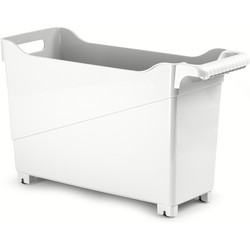 Plasticforte opberg Trolley Container - ivoor wit - op wieltjes - L45 x B17 x H29 cm - kunststof - Opberg trolley