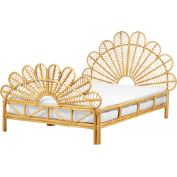 Beliani FLORENTINE - Tweepersoonsbed-Lichte houtkleur-Rotan