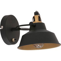 Mexlite - wandlamp - Nove - zwart - metaal - opbouwspot - E14 - 3326ZW