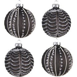 Clayre & Eef Kerstbal Set van 4 Zwart Glas