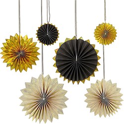 Meri Meri Pinwheels Decoratie Set van 6 - Black/Gold