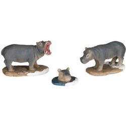 Hippopotamus family 3 stuks - l9,5xb5xh6cm