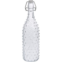 1x Glazen decoratie flessen transparant met beugeldop 1000 ml - Drinkflessen