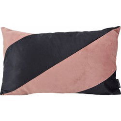 Velvet Swirl Oudroze/Zwart | 30 x 50 cm  | Kussenhoes | Fluweel/Polyester