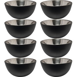 Svenska Living - 8x - Kommetjes/schaaltjes - mat zwart - RVS - D13 x 7 cm - serveerschalen - Serveerschalen