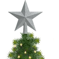 Kerstboom piek/topper ster zilver van kunststof 19 cm - kerstboompieken