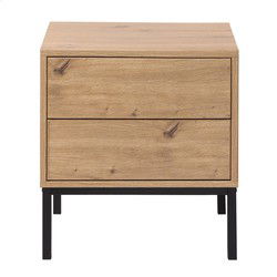 Nachtkastje met 2 lades, eikendecor, hoogte 50 cm - LENNY