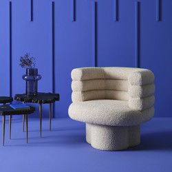 Draaibare fauteuil in écru stof L82 cm - TREFLE