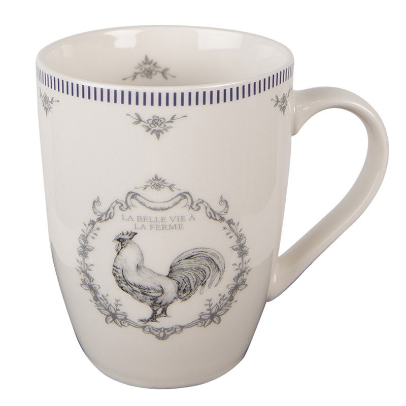 Clayre & Eef Mok 350 ml Wit Grijs Porselein Haan - 