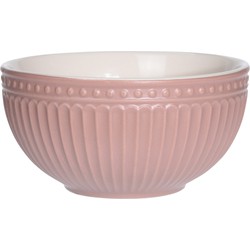 Excellent Houseware Soepkommen/schaaltjes - Roman Style - keramiek - D14 x H7 cm - oud roze - Kommetjes