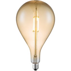 Edison Vintage LED filament lichtbron Carbon - Amber - G160 Ovaal - Retro LED lamp - 16/16/29cm - geschikt voor E27 fitting - Dimbaar - 4W 400lm 2700K - warm wit licht
