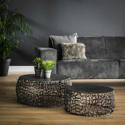 Salontafel Set van 2 - Rond - Zandgegoten - Tafel Maze