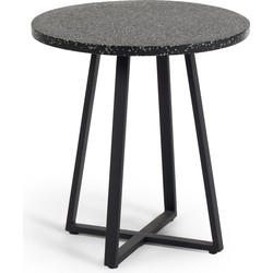 Kave Home - Tella ronde terrazzo tafel in zwart met stalen poten Ø 70 cm