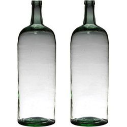 Vaas - 2x - fles vorm - transparant - B19 x H60 cm - glas - stijlvolle fles - Vazen