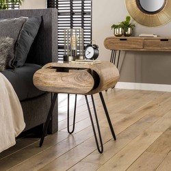 Nachtkastje Massief Mangohout - Zand - 50cm - 1 Lade