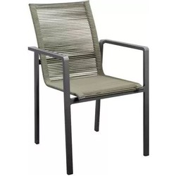 Ishi stackable dining chair alu dark grey/rope green - Yoi