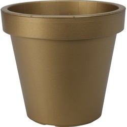 Pro Garden Plantenpot/bloempot - Tuin buiten - kunststof - mat goud - D25 cm - Plantenpotten