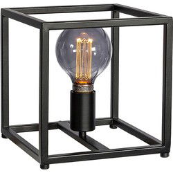 Tafellamp Vierkant Metaal - Zwart - 22x22x23cm - Lamp Gofy