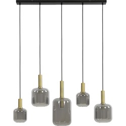 Light&living Hanglamp 5L 110x22x32 cm LEKAR antiek brons+smoke glas