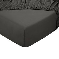 DoubleDry Hoeslaken 100% Natuurlijk Katoen - Tweepersoons 140x200 cm - Zacht & Ademend - Rondom Elastiek - Antraciet