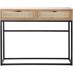 2 laden console met vlechtwerk - L100cm