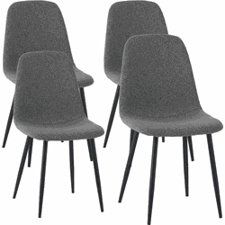 Set van 4 Scandinavische Eetkamerstoelen Grijs Bouclé Stof Swift - Zonder Armleuningen