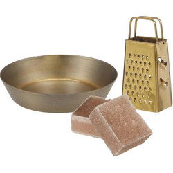 Amberblokjes/geurblokjes cadeauset - sandelhout geur -inclusief schaaltje en mini rasp - Amberblokjes